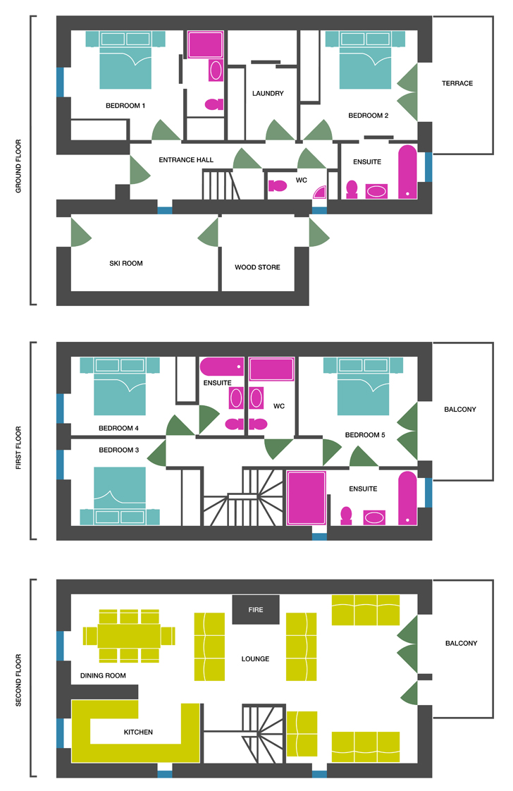 St Martin Ski: Chalet 2 Floor Plan